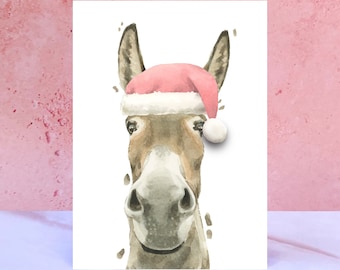 Cartão de Natal Burro Pompom