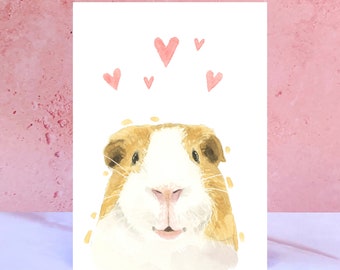 Meerschweinchen Licks & Kisses Karte für Valentines, Jubiläen und vom Haustier