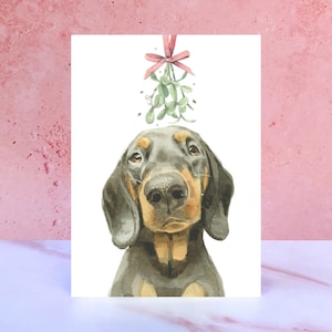 Black and Tan teckel kerstkaart