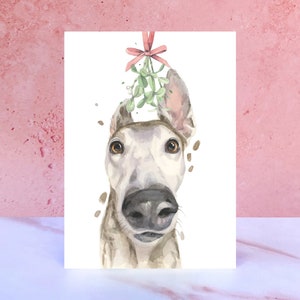 Carte de Noël lévrier, cartes de vœux Lurcher Whippet