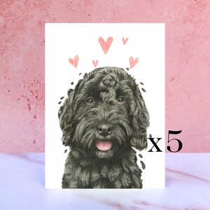 Paquete de 5 tarjetas Cockapoo Licks & Kisses para San Valentín, aniversarios y del perro