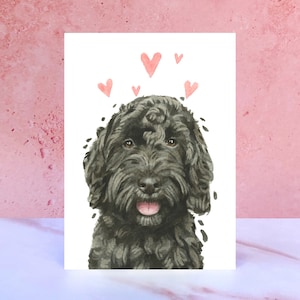 Karta Black Cockapoo Licks & Kisses na Walentynki, Rocznice i od Psa