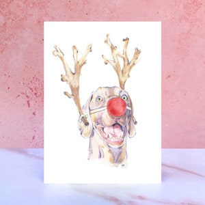 Weimaraner Hund Weihnachtskarten, süße Fine Art Weimy Weihnachtsfeiertags-Grußkarte