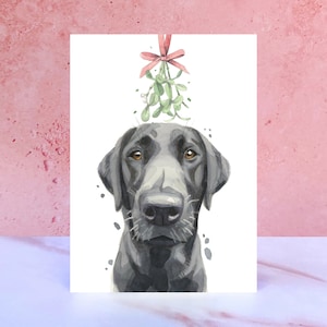 Cartes de Noël Labrador noir, jolie carte de voeux de Noël pour les vacances d'art Black Lab Retriever