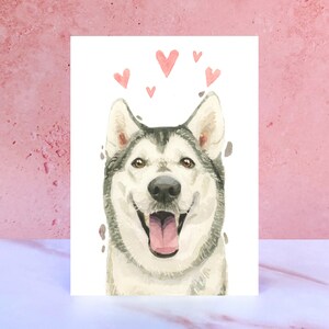 Tarjeta de lamidas y besos de Husky siberiano para San Valentín, aniversarios y del perro