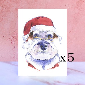 Pacote de 5 cartões de Natal de Schnauzer miniatura