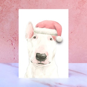 Biglietto di Natale con pompon di Bull Terrier inglese