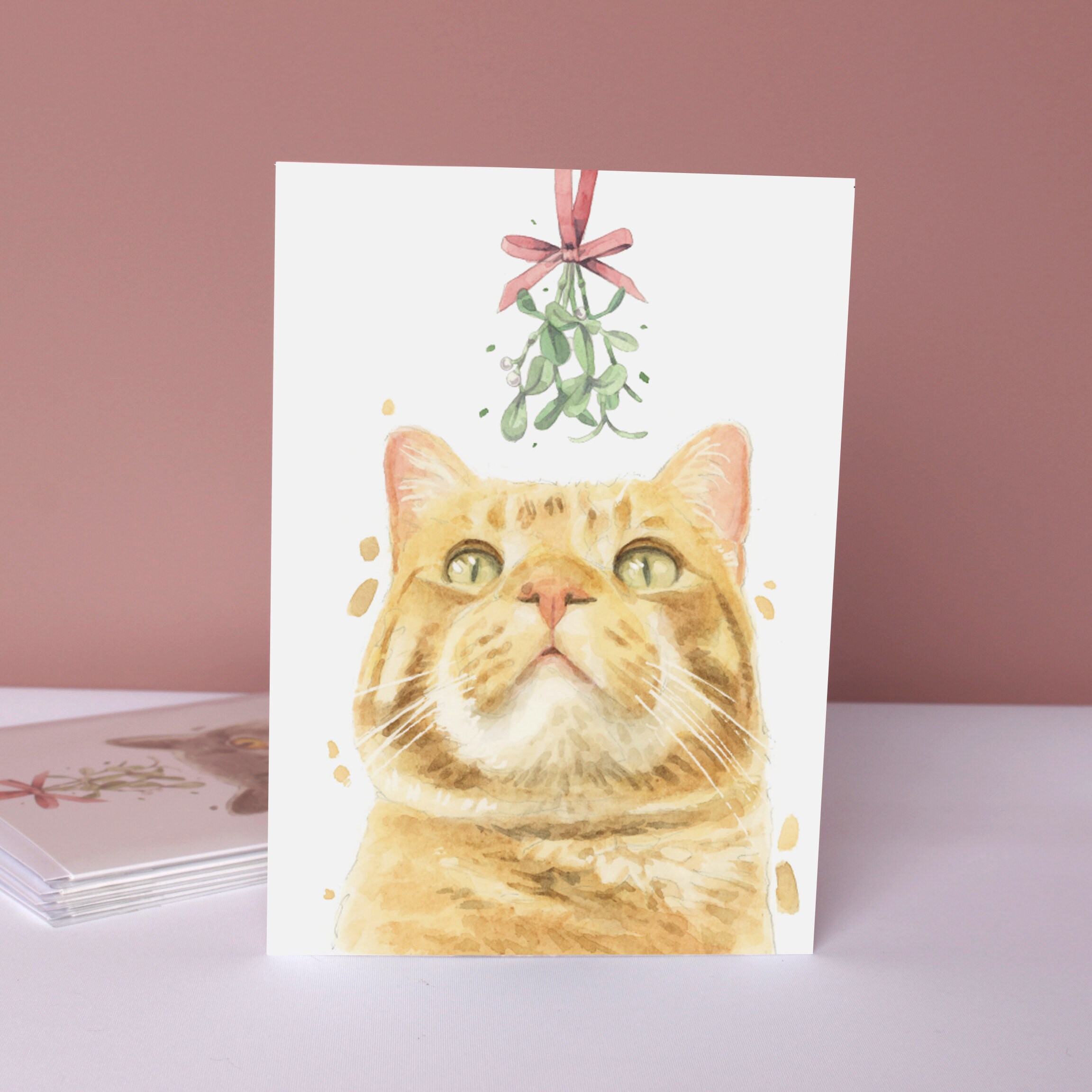 Pack of 5 Ginger Tabby Cat Christmas Cards Etsy