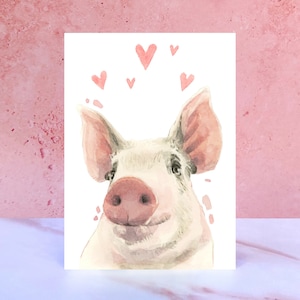 Tarjeta Pig Licks & Kisses para San Valentín y aniversarios de la colección Farm Animal