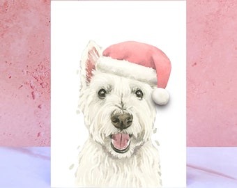 West Highland Terrier Westie Pompom Christmas Card