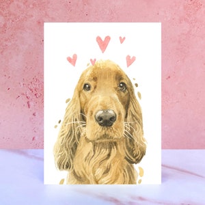 Tarjeta Ginger Cocker Spaniel Licks & Kisses para San Valentín, aniversarios y del perro