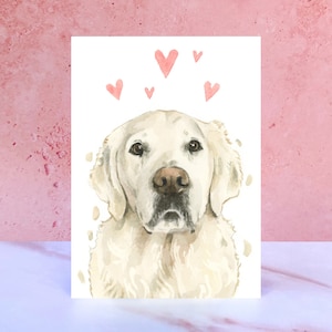 Carte crème lèche et bisous Golden Retriever pour la Saint-Valentin, les anniversaires et le chien