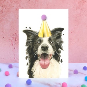 Border Collie Pompom Geburtstagskarte