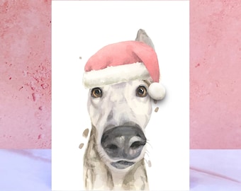 Greyhound Pompom Christmas Card