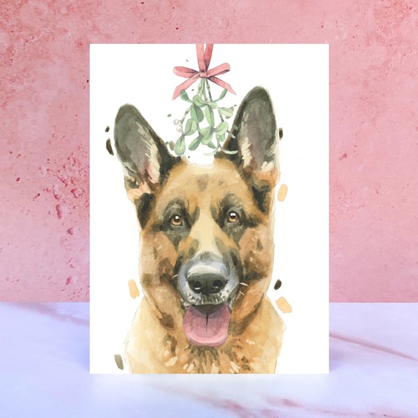 German Shepherd Christmas Card Etsy