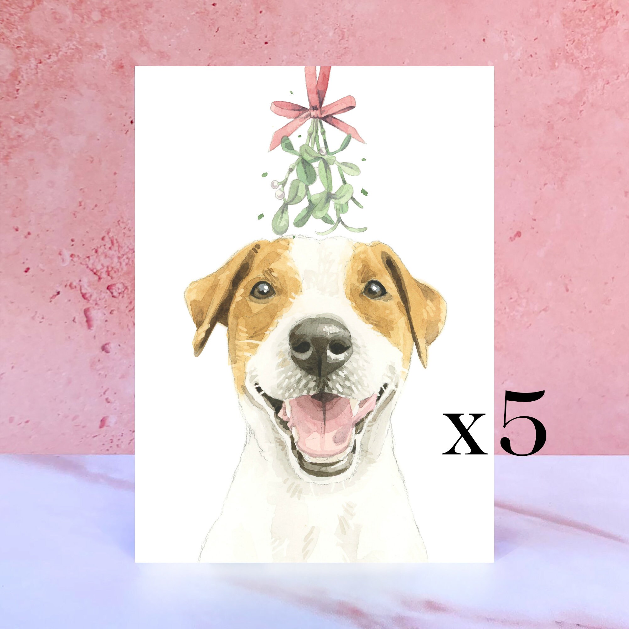 Confezione da 5 biglietti di Natale Jack Russell Terrier - Italia