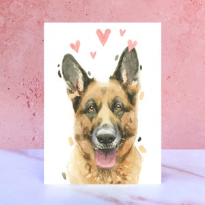 Tarjeta de lamidos y besos del pastor alemán para San Valentín, aniversarios y del perro