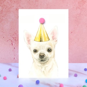 Tarjeta de cumpleaños con pompón de chihuahua