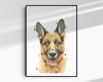 German Shepherd A4/Letter Print Gifts for Child's Nursery & Alsatian Dog Lovers