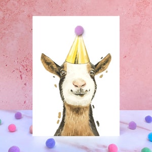 Carte d'anniversaire chèvre pompon image 1