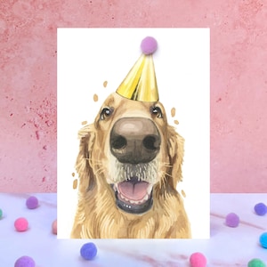 Cartão de Aniversário do Pompom do Golden Retriever