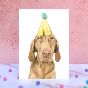 Vizsla Pompom Karte zum Geburtstag