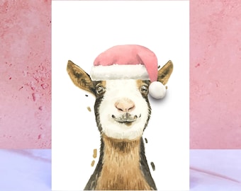 Goat Pompom Christmas Card