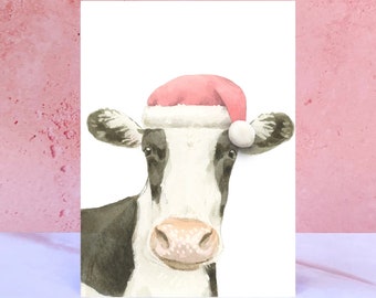 Cow Pompom Christmas Card