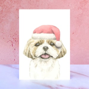 Shih Tzu pompom kerstkaart