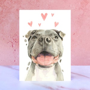 Tarjeta Staffordshire Bull Terrier Licks & Kisses para San Valentín, aniversarios y del perro