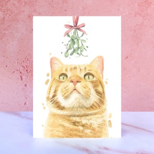 Carte de Noël chat tigré roux