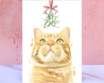 Ginger Tabby Cat Christmas Card