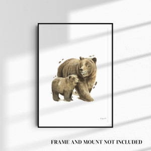 Ours et louveteau A4/Lettre Aquarelle