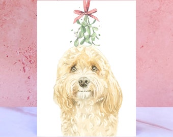 Apricot Cavapoo Weihnachtskarte