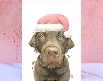 Carte de Noël pompon labrador chocolat