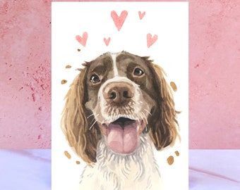 Carte lèche et bisous Springer Spaniel pour la Saint-Valentin, les anniversaires et le chien