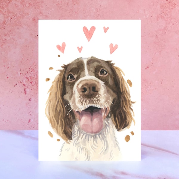 Carte lèche et bisous Springer Spaniel pour la Saint-Valentin, les anniversaires et le chien