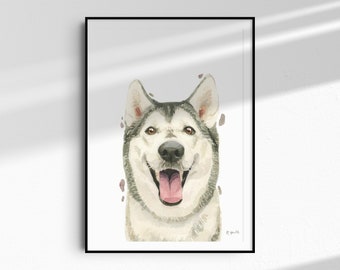 Siberian Husky A4/Letter Print Gifts for Child's Nursery & Dog Lovers