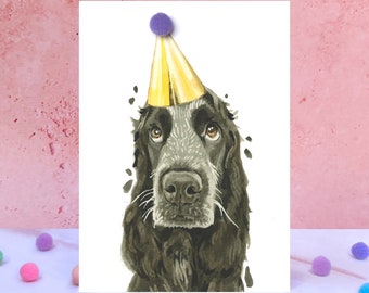 Carte d'anniversaire pompon cocker