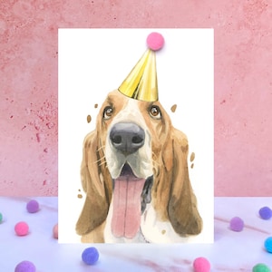 Geburtstagskarte mit Pompon Basset Hound