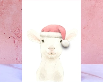 Lamb Pompom Christmas Card