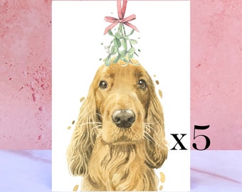 8 Stück Weihnachtskarten Mit Cocker Spaniel In Land Rover, Inkl. Umschläge – A5, 300 G/m², Nachhaltig Gedruckt In UK