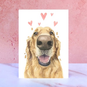Tarjeta Golden Retriever Licks & Kisses para San Valentín, aniversarios y del perro