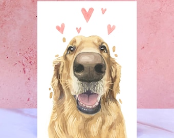 Golden Retriever Licks & Kisses Karte zum Valentinstag, Jahrestag und vom Hund