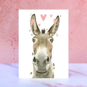 Biglietto con leccate e baci dell'asino per San Valentino e anniversari della collezione Farm Animal