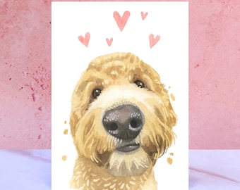 Golden Doodle Licks & Kisses Card for Valentines, Anniversaries and from the Dog