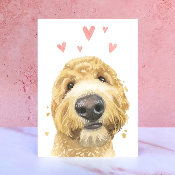 Gouden Doodle Licks & Kisses-kaart voor Valentijnsdag, jubilea en van de hond