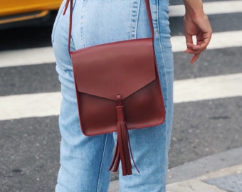 Leather Bag, Leather crossbody bag, Leather Purse,  Small Leather Bag, Shoulder Bag, Crossbody Bag, Burgundy Leather Purse,Vegan Leather Bag