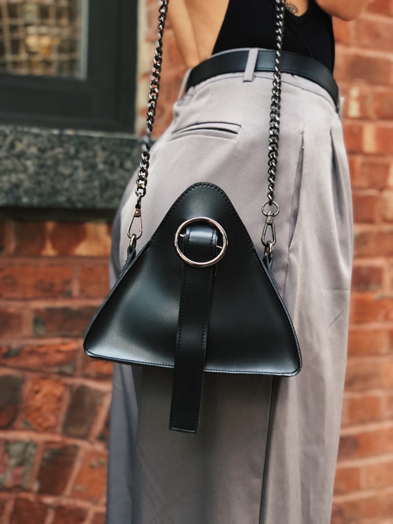 geometric leather bag