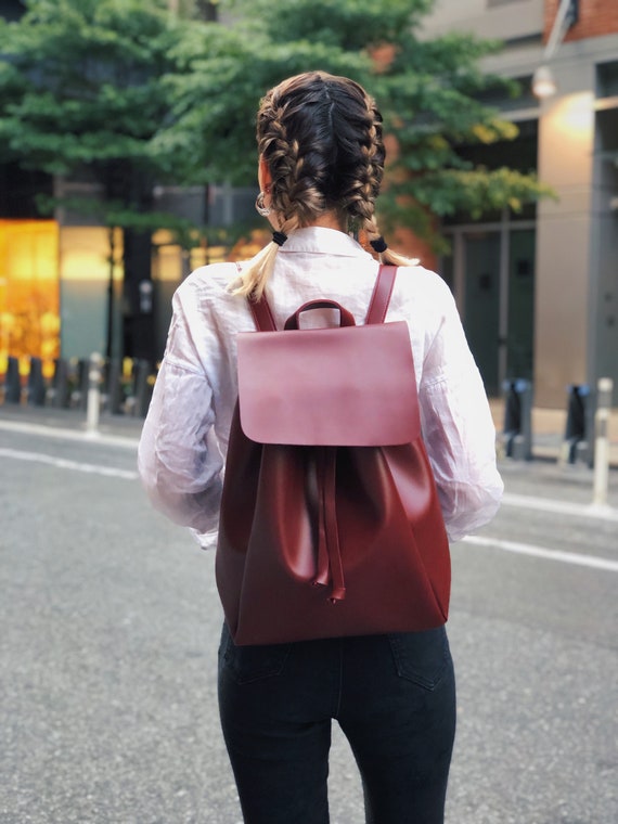 Burgundy leather backpack Clearance